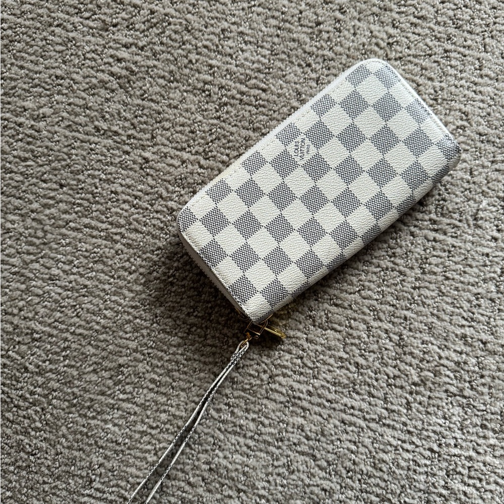 Checkered Wallet with Wrist Strap